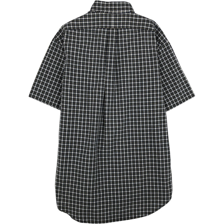 Ralph Lauren BLAKE Short-Sleeve Button-Down Check Shirt, Men's Size S (approx.) cotton navy blue type Vintage Second Hand