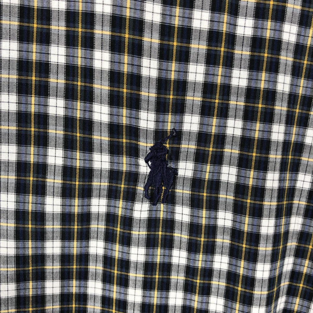 Ralph Lauren BLAKE Short-Sleeve Button-Down Check Shirt, Men's Size S (approx.) cotton navy blue type Vintage Second Hand