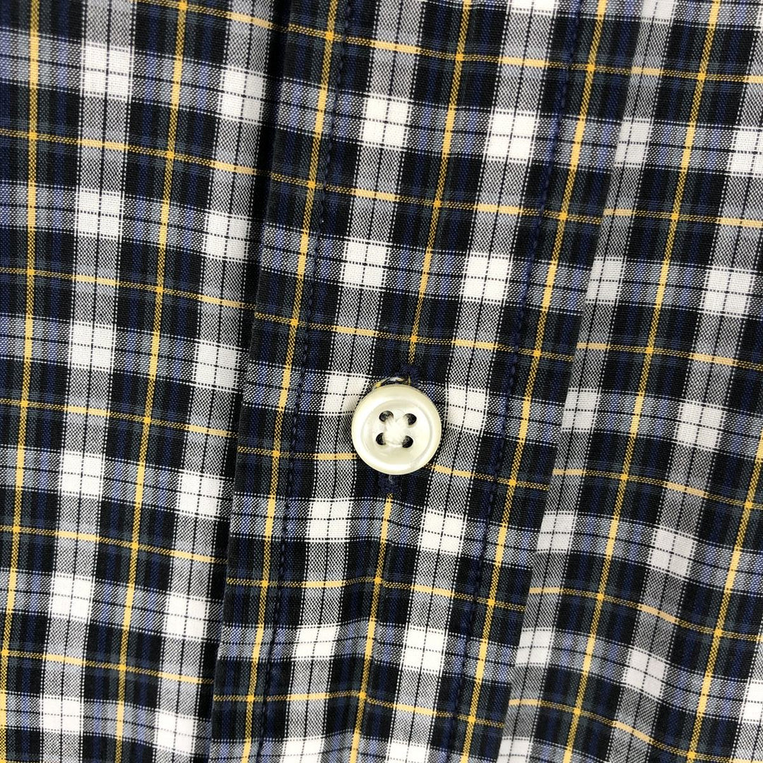 Ralph Lauren BLAKE Short-Sleeve Button-Down Check Shirt, Men's Size S (approx.) cotton navy blue type Vintage Second Hand