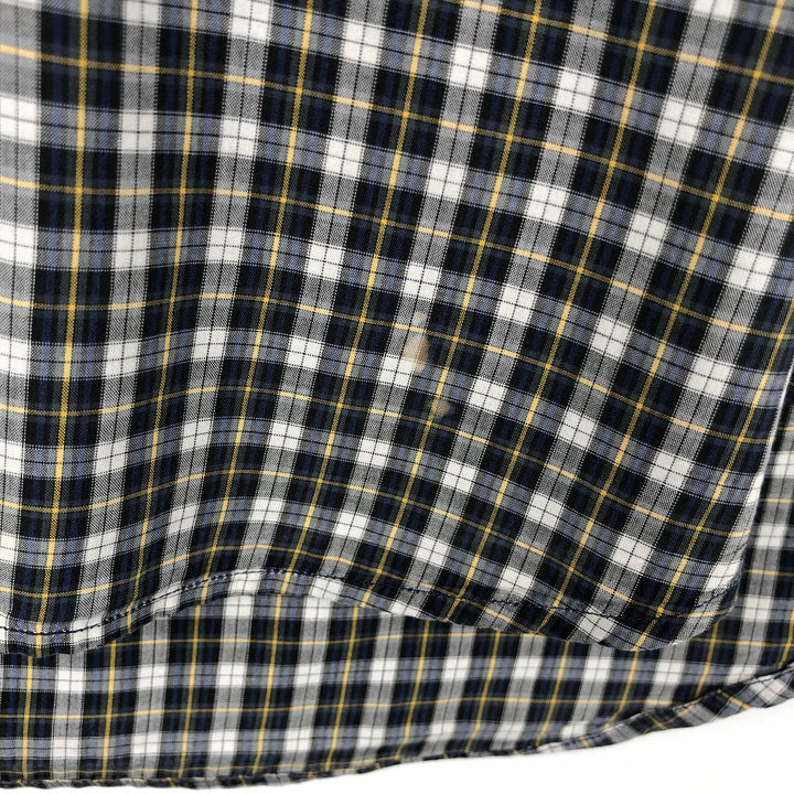 Ralph Lauren BLAKE Short-Sleeve Button-Down Check Shirt, Men's Size S (approx.) cotton navy blue type Vintage Second Hand