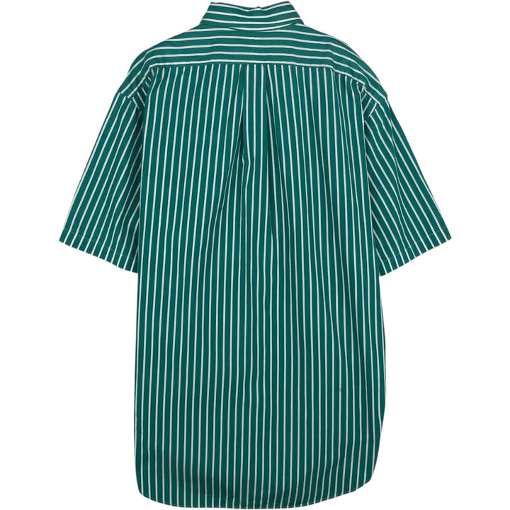 Ralph Lauren short sleeve button down striped shirt, men's size L cotton green type Vintage Second Hand