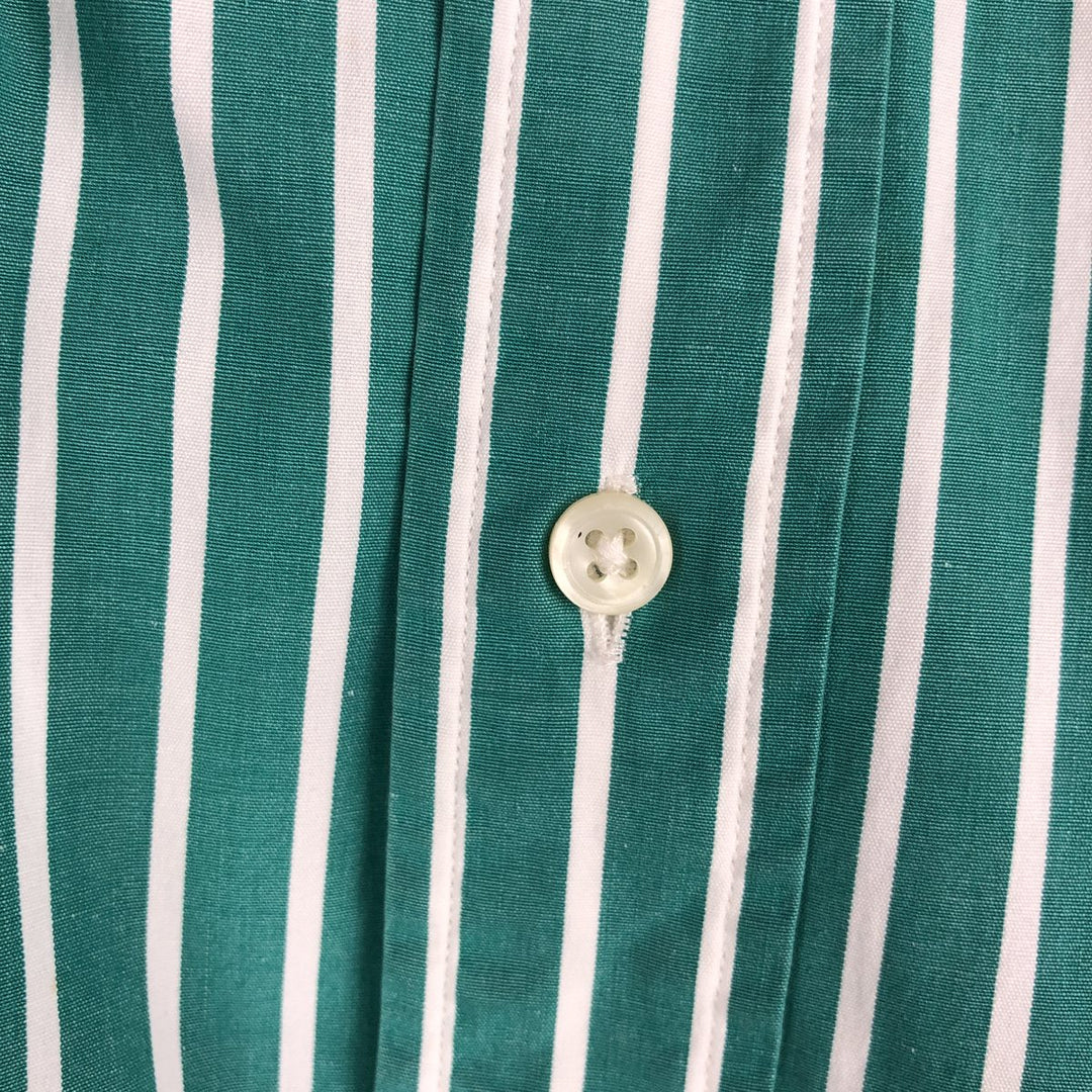 Ralph Lauren short sleeve button down striped shirt, men's size L cotton green type Vintage Second Hand