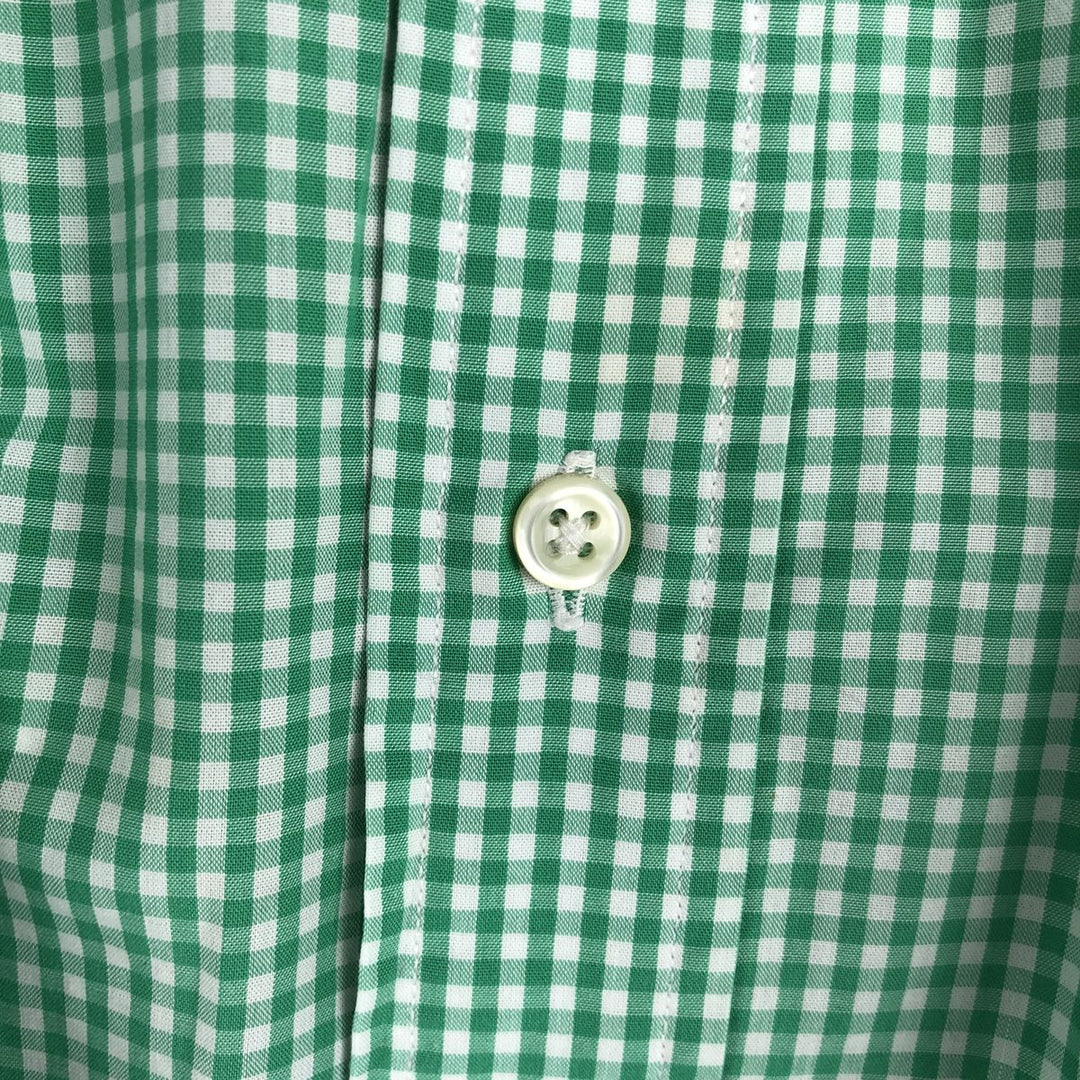 Ralph Lauren BLAKE Gingham Check Short-Sleeve Button-Down Check Shirt, Men's Size XL (approx.) cotton Mint green Vintage Second Hand
