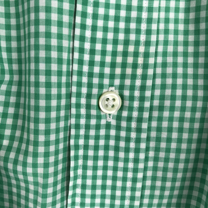 Ralph Lauren BLAKE Gingham Check Short-Sleeve Button-Down Check Shirt, Men's Size XL (approx.) cotton Mint green Vintage Second Hand