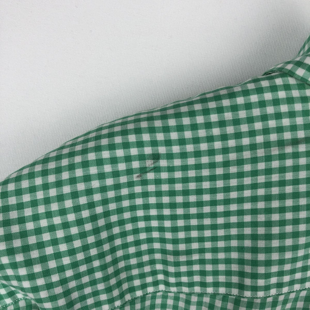 Ralph Lauren BLAKE Gingham Check Short-Sleeve Button-Down Check Shirt, Men's Size XL (approx.) cotton Mint green Vintage Second Hand