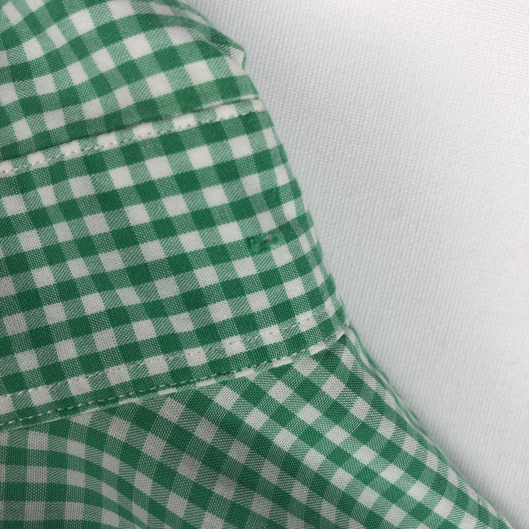 Ralph Lauren BLAKE Gingham Check Short-Sleeve Button-Down Check Shirt, Men's Size XL (approx.) cotton Mint green Vintage Second Hand