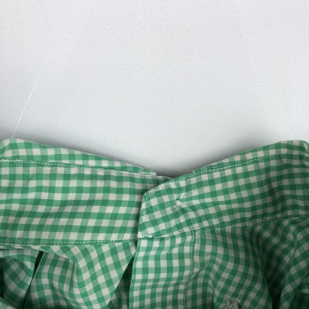 Ralph Lauren BLAKE Gingham Check Short-Sleeve Button-Down Check Shirt, Men's Size XL (approx.) cotton Mint green Vintage Second Hand
