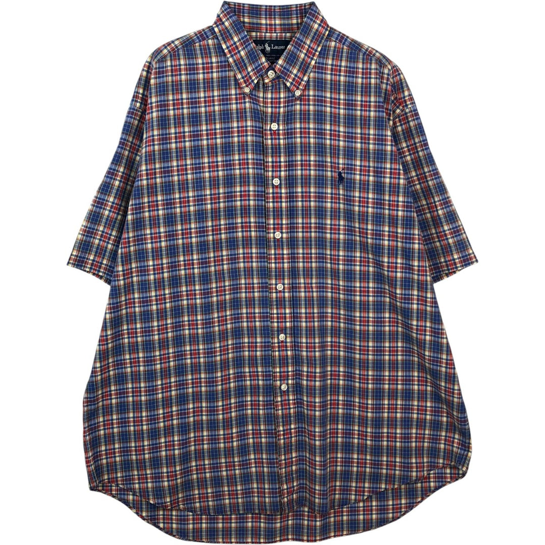 Ralph Lauren BLAKE Madras Check Short Sleeve Button Down Check Shirt Men's L size cotton blue type Vintage Second Hand