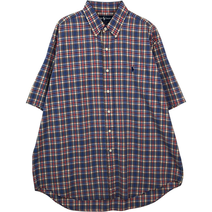 Ralph Lauren BLAKE Madras Check Short Sleeve Button Down Check Shirt Men's L size cotton blue type Vintage Second Hand