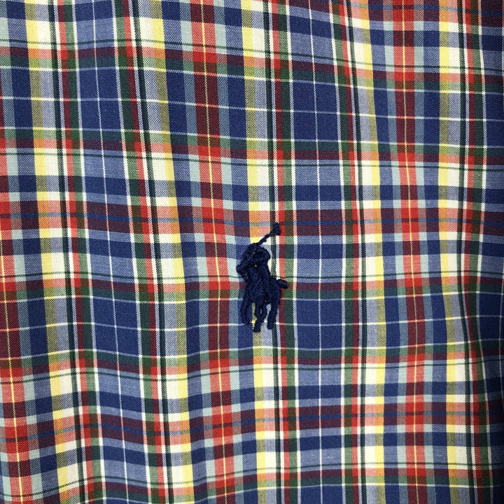 Ralph Lauren BLAKE Madras Check Short Sleeve Button Down Check Shirt Men's L size cotton blue type Vintage Second Hand