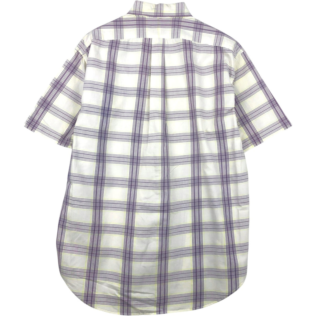 Ralph Lauren BLAIRE short sleeve button down check shirt, men's size M cotton white type Vintage Second Hand