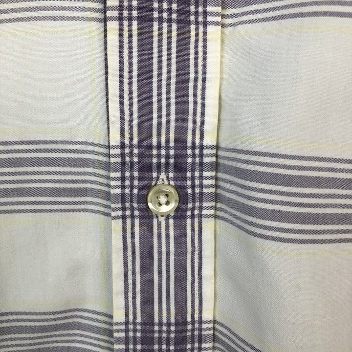Ralph Lauren BLAIRE short sleeve button down check shirt, men's size M cotton white type Vintage Second Hand