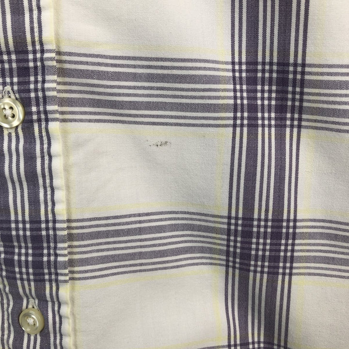 Ralph Lauren BLAIRE short sleeve button down check shirt, men's size M cotton white type Vintage Second Hand