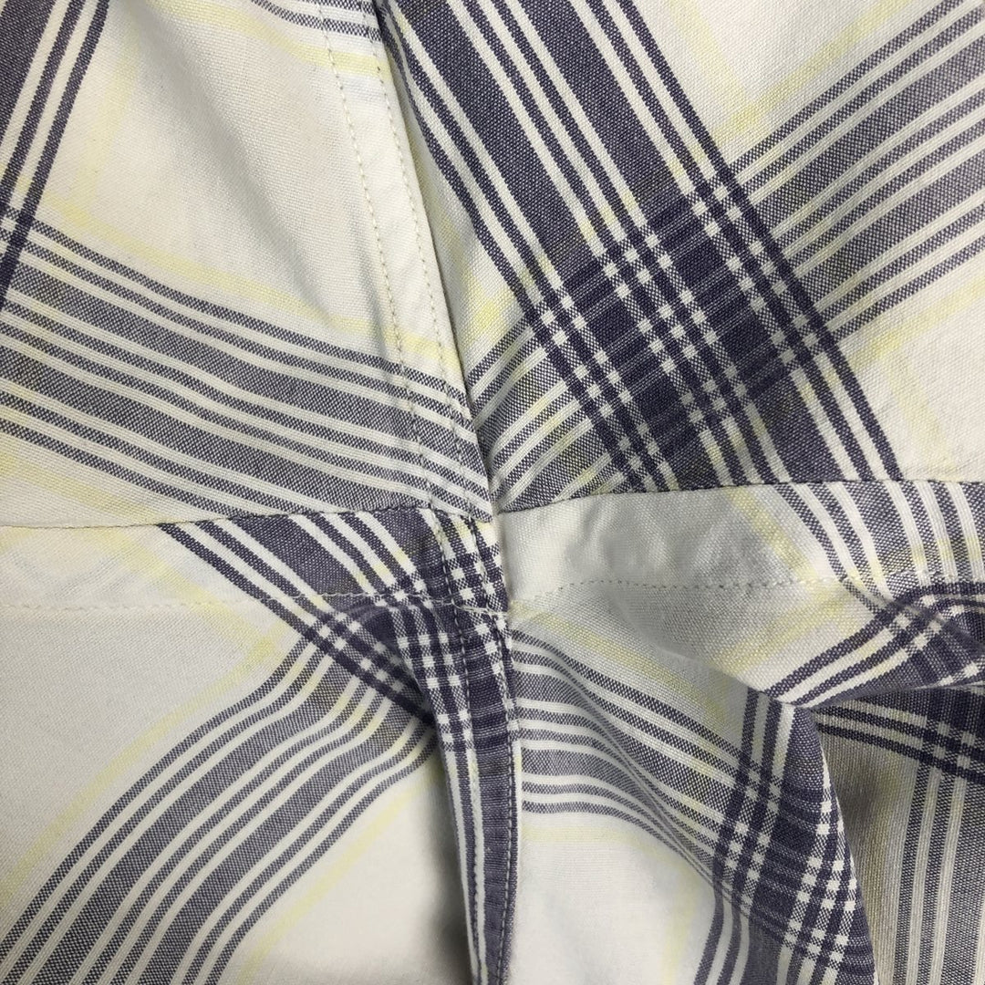 Ralph Lauren BLAIRE short sleeve button down check shirt, men's size M cotton white type Vintage Second Hand
