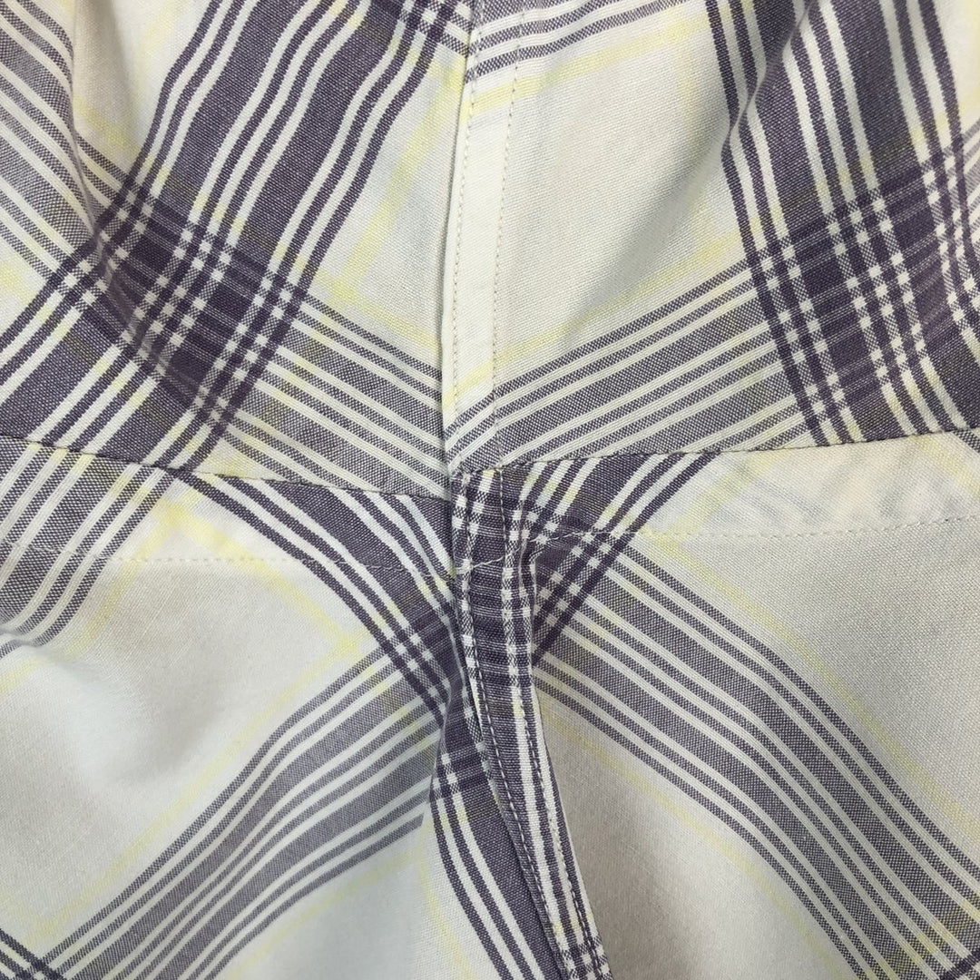 Ralph Lauren BLAIRE short sleeve button down check shirt, men's size M cotton white type Vintage Second Hand