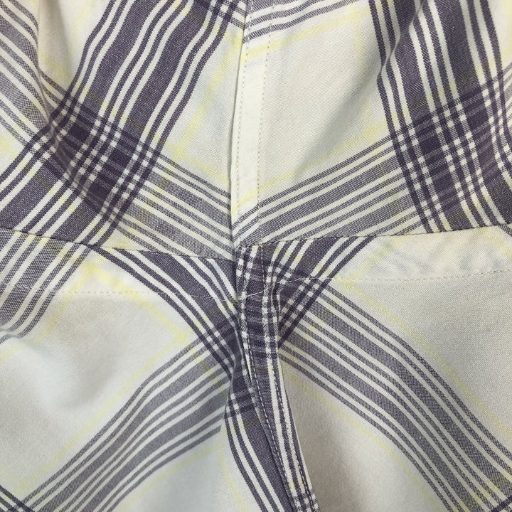 Ralph Lauren BLAIRE short sleeve button down check shirt, men's size M cotton white type Vintage Second Hand