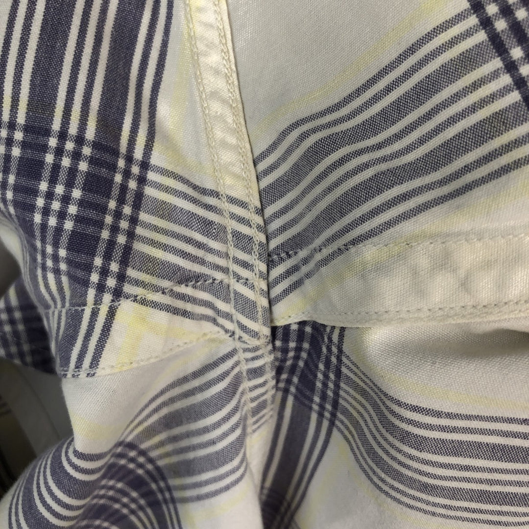 Ralph Lauren BLAIRE short sleeve button down check shirt, men's size M cotton white type Vintage Second Hand
