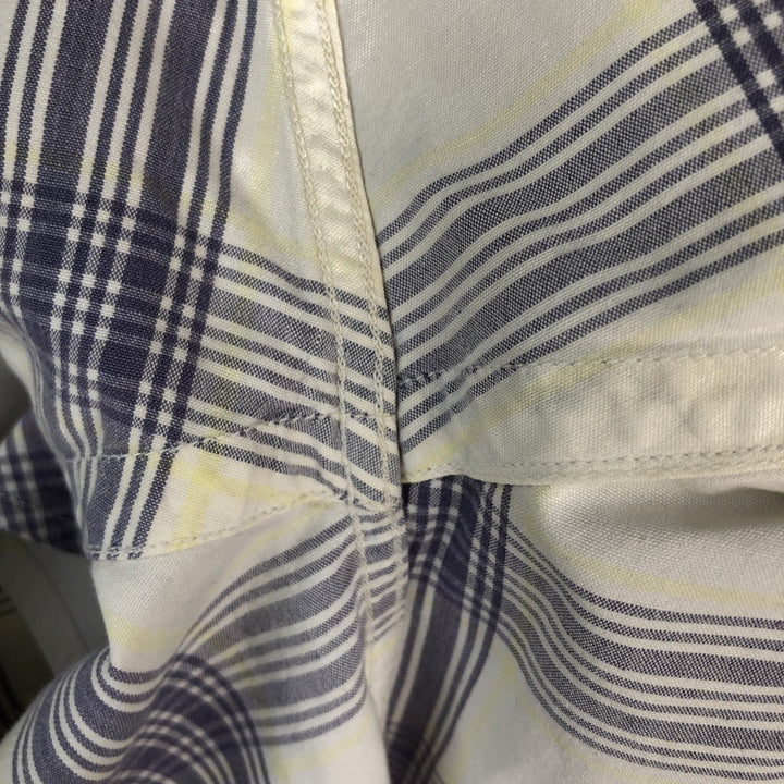 Ralph Lauren BLAIRE short sleeve button down check shirt, men's size M cotton white type Vintage Second Hand