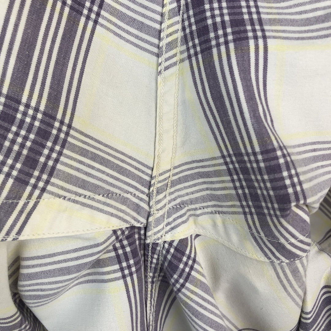 Ralph Lauren BLAIRE short sleeve button down check shirt, men's size M cotton white type Vintage Second Hand