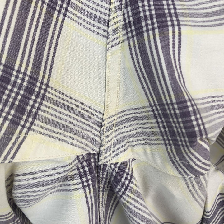 Ralph Lauren BLAIRE short sleeve button down check shirt, men's size M cotton white type Vintage Second Hand