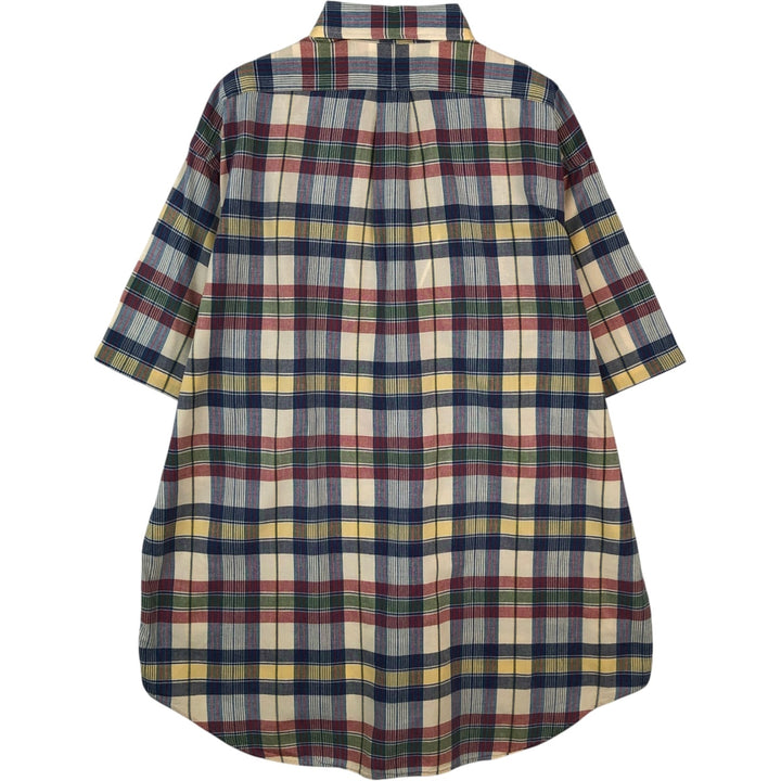 Ralph Lauren BLAKE Madras Check Short-Sleeve Button-Down Check Shirt (Men's Size M equivalent) cotton yellow type Vintage Second Hand
