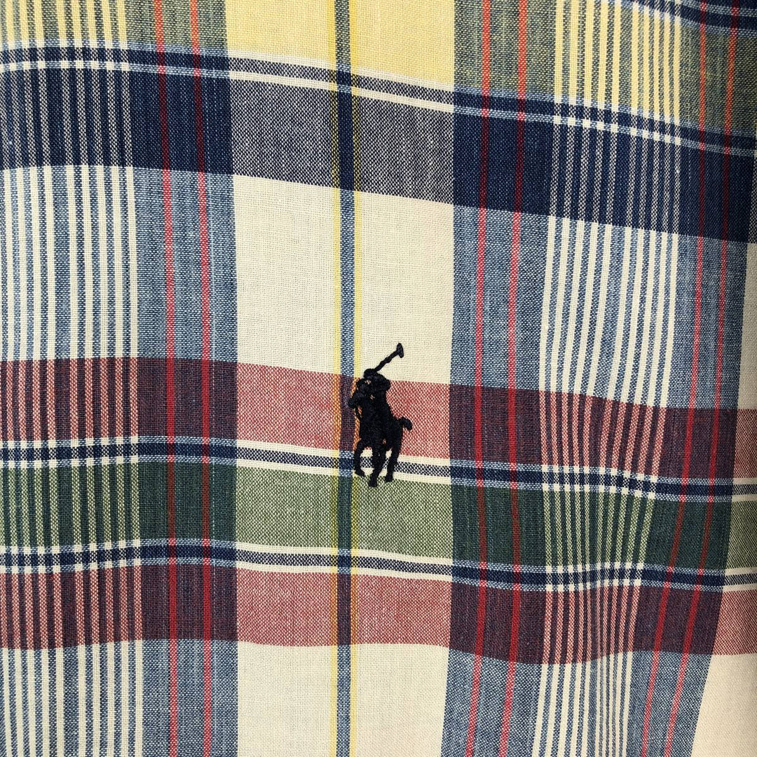 Ralph Lauren BLAKE Madras Check Short-Sleeve Button-Down Check Shirt (Men's Size M equivalent) cotton yellow type Vintage Second Hand