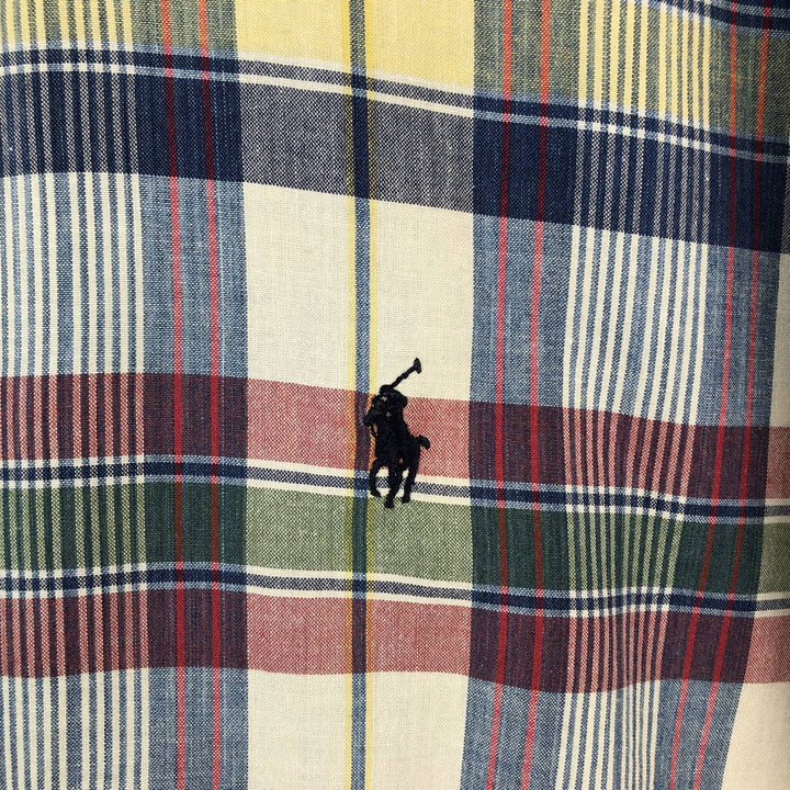 Ralph Lauren BLAKE Madras Check Short-Sleeve Button-Down Check Shirt (Men's Size M equivalent) cotton yellow type Vintage Second Hand