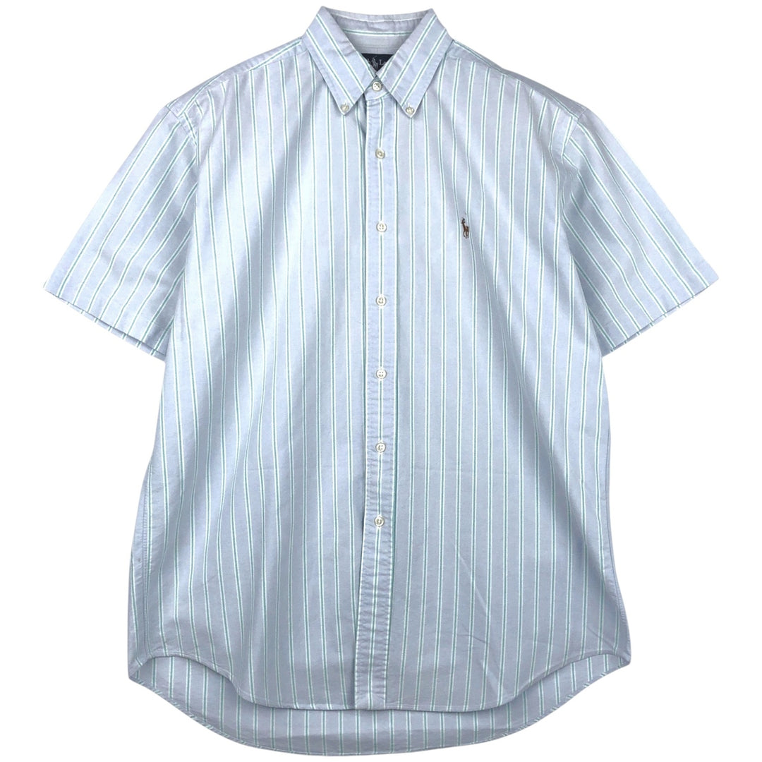 Ralph Lauren BLAKE short sleeve button down striped shirt, men's size M cotton Blue type light blue Vintage Second Hand
