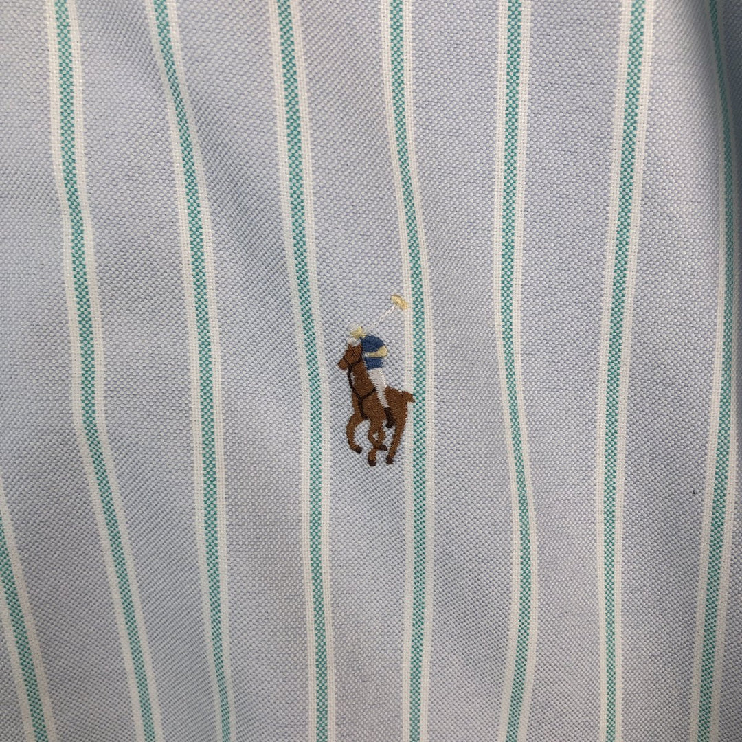 Ralph Lauren BLAKE short sleeve button down striped shirt, men's size M cotton Blue type light blue Vintage Second Hand
