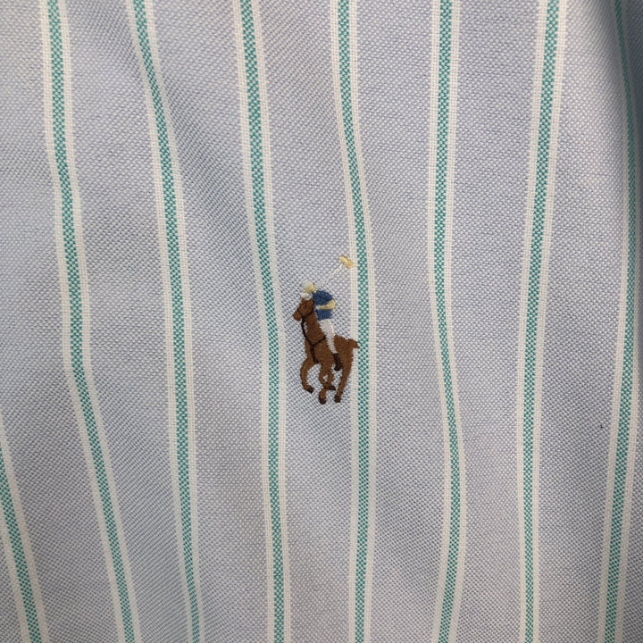 Ralph Lauren BLAKE short sleeve button down striped shirt, men's size M cotton Blue type light blue Vintage Second Hand