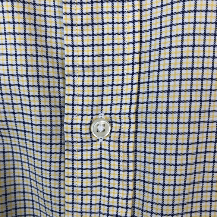 Ralph Lauren CLASSIC FIT Short-Sleeve Button-Down Check Shirt, Made in Sri Lanka, Men's Size XXL (approx.) cotton yellow type Vintage Second Hand