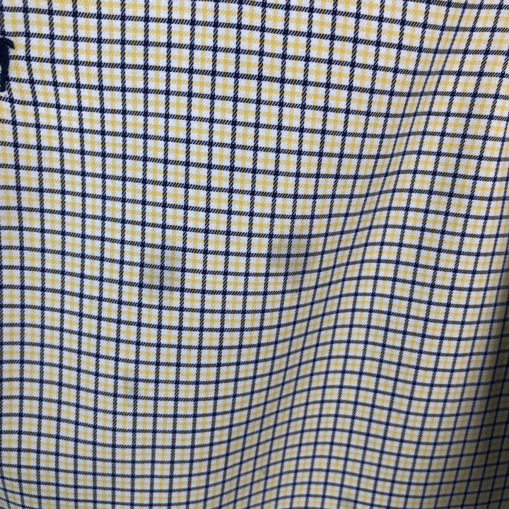 Ralph Lauren CLASSIC FIT Short-Sleeve Button-Down Check Shirt, Made in Sri Lanka, Men's Size XXL (approx.) cotton yellow type Vintage Second Hand