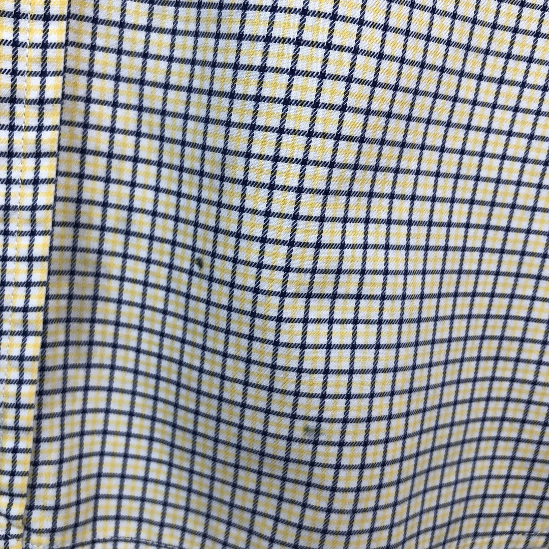 Ralph Lauren CLASSIC FIT Short-Sleeve Button-Down Check Shirt, Made in Sri Lanka, Men's Size XXL (approx.) cotton yellow type Vintage Second Hand