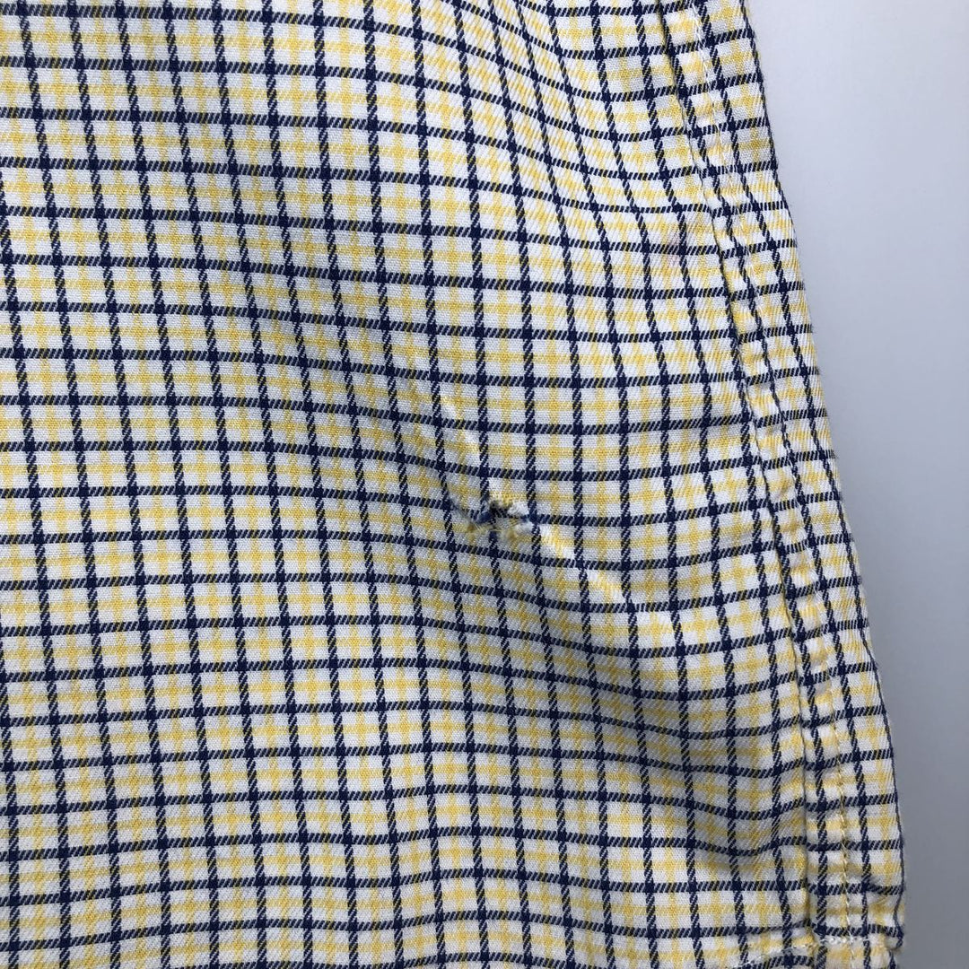 Ralph Lauren CLASSIC FIT Short-Sleeve Button-Down Check Shirt, Made in Sri Lanka, Men's Size XXL (approx.) cotton yellow type Vintage Second Hand