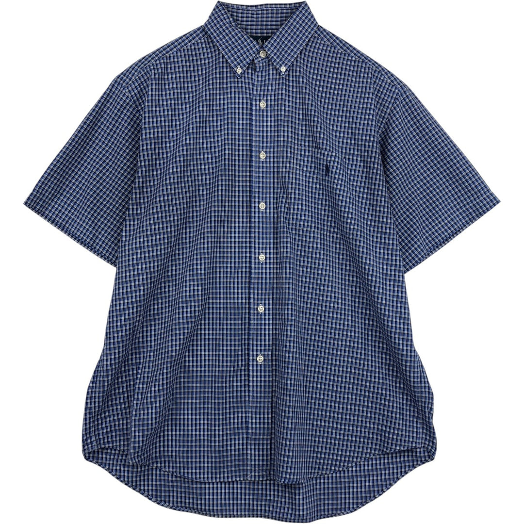 Ralph Lauren BLAKE short sleeve button down check shirt, men's size L cotton blue type Vintage Second Hand