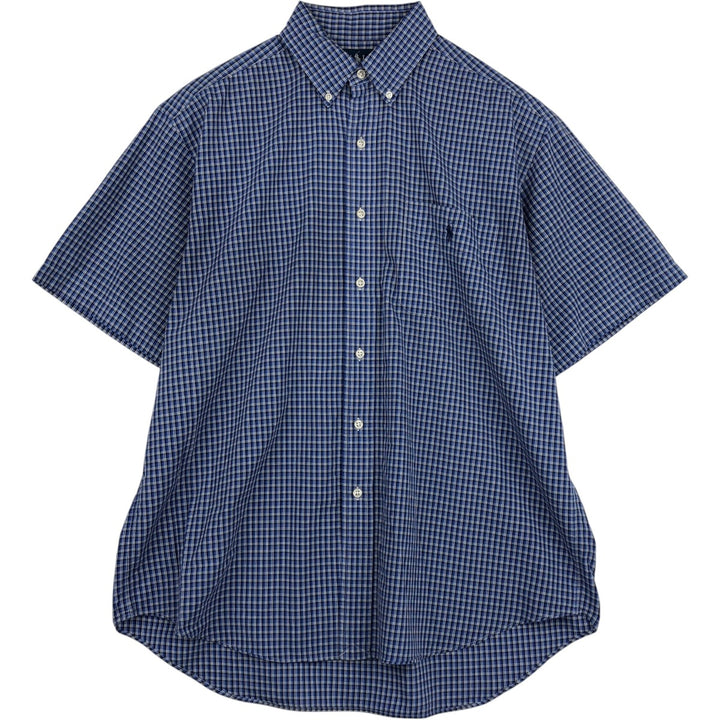 Ralph Lauren BLAKE short sleeve button down check shirt, men's size L cotton blue type Vintage Second Hand
