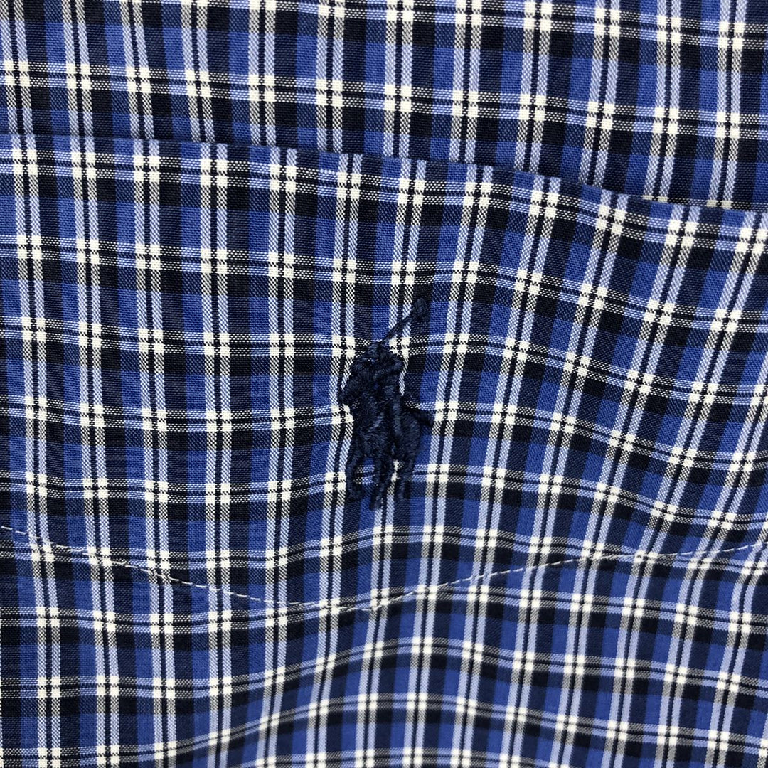 Ralph Lauren BLAKE short sleeve button down check shirt, men's size L cotton blue type Vintage Second Hand