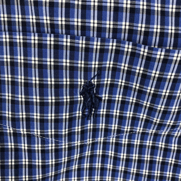 Ralph Lauren BLAKE short sleeve button down check shirt, men's size L cotton blue type Vintage Second Hand