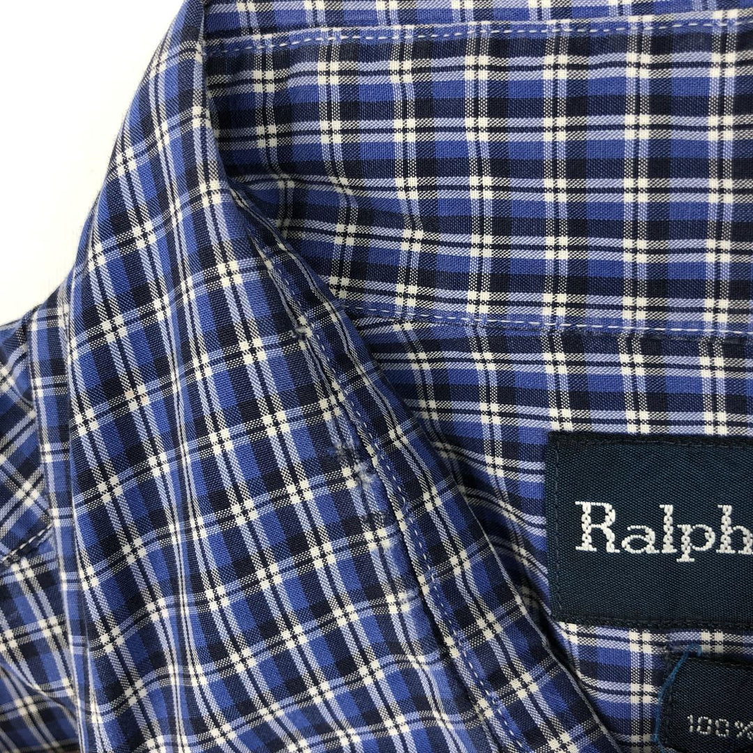 Ralph Lauren BLAKE short sleeve button down check shirt, men's size L cotton blue type Vintage Second Hand