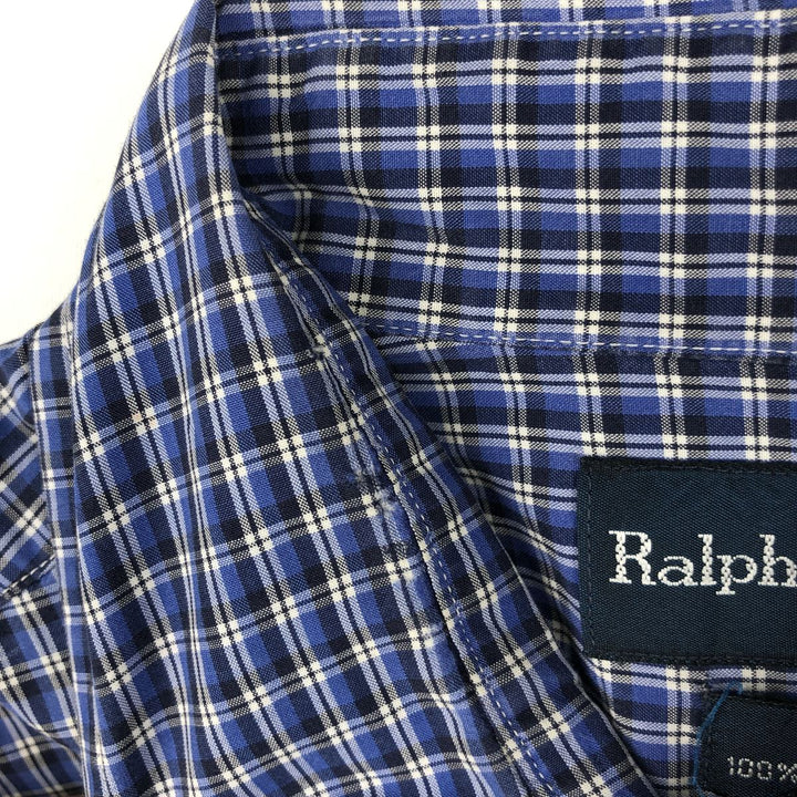 Ralph Lauren BLAKE short sleeve button down check shirt, men's size L cotton blue type Vintage Second Hand