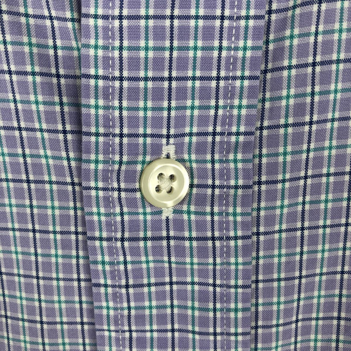 Ralph Lauren Classic Fit Short Sleeve Button Down Check Shirt Men's Size L cotton purple type Vintage Second Hand