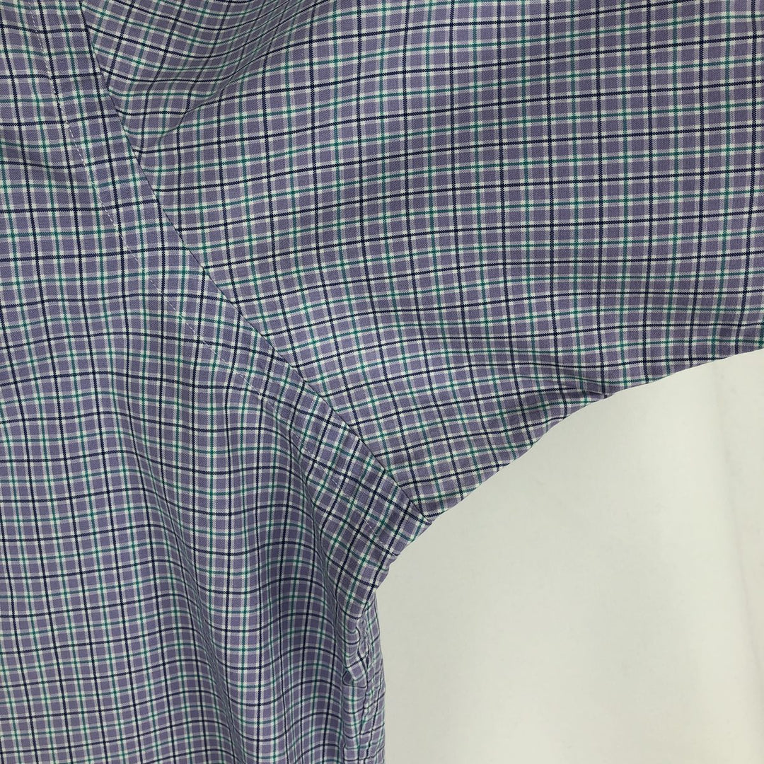 Ralph Lauren Classic Fit Short Sleeve Button Down Check Shirt Men's Size L cotton purple type Vintage Second Hand