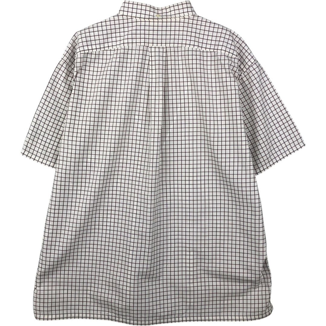 Ralph Lauren GREGGOR Short-Sleeve Button-Down Check Shirt, Boxy Shirt, Men's Size L (approx.) cotton white type Vintage Second Hand