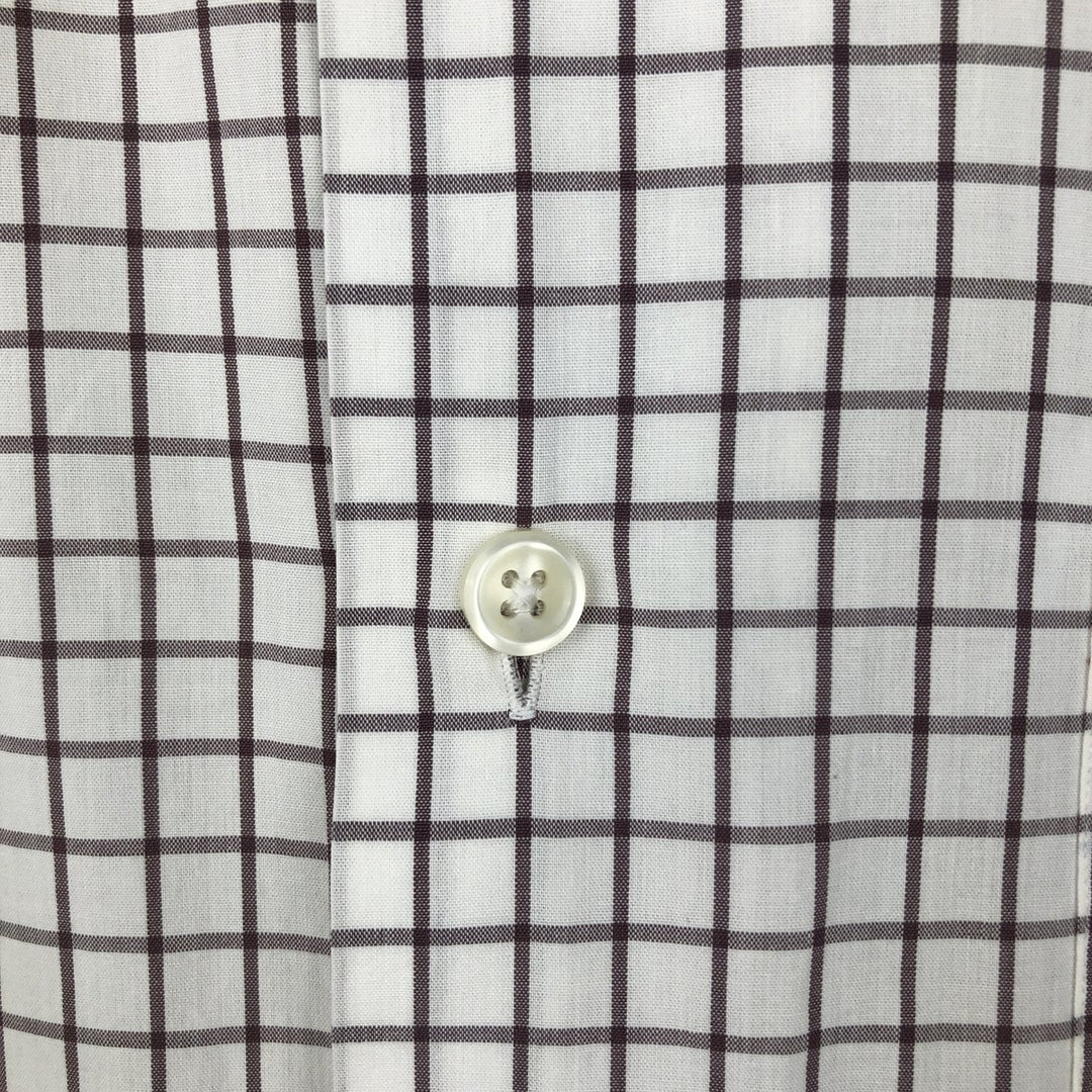 Ralph Lauren GREGGOR Short-Sleeve Button-Down Check Shirt, Boxy Shirt, Men's Size L (approx.) cotton white type Vintage Second Hand