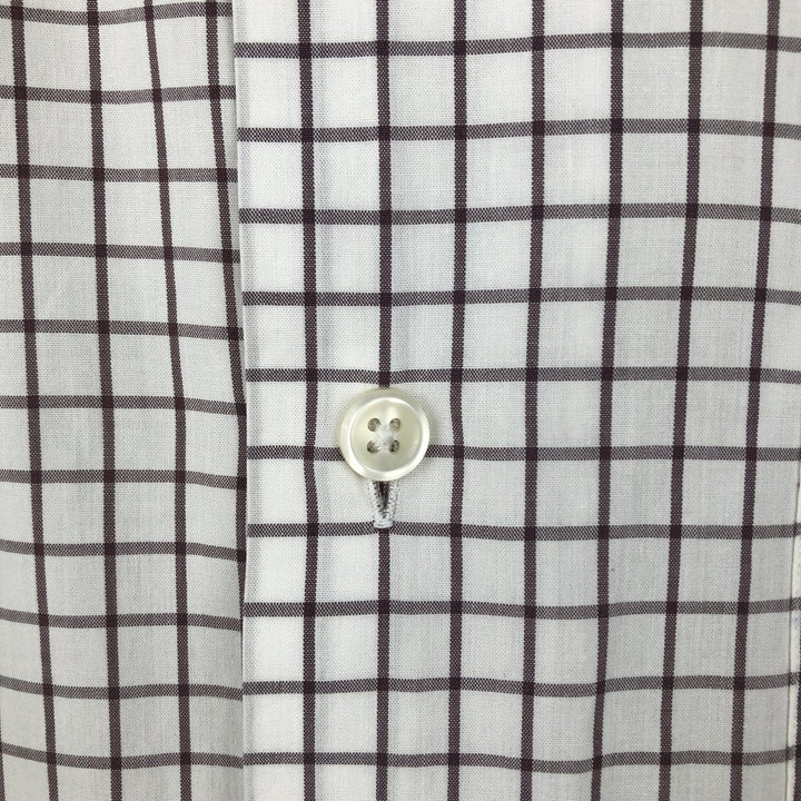 Ralph Lauren GREGGOR Short-Sleeve Button-Down Check Shirt, Boxy Shirt, Men's Size L (approx.) cotton white type Vintage Second Hand