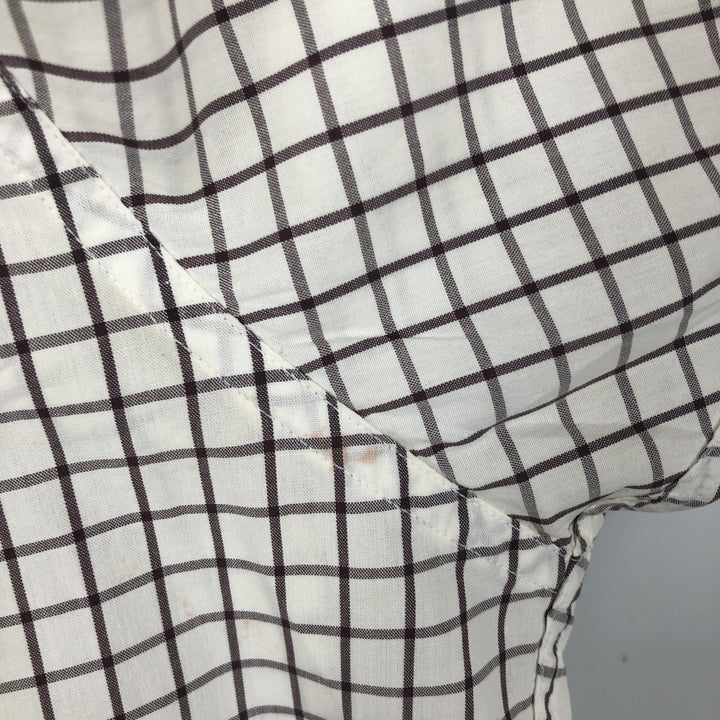 Ralph Lauren GREGGOR Short-Sleeve Button-Down Check Shirt, Boxy Shirt, Men's Size L (approx.) cotton white type Vintage Second Hand