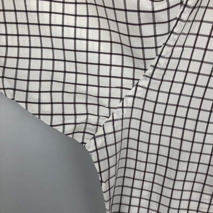 Ralph Lauren GREGGOR Short-Sleeve Button-Down Check Shirt, Boxy Shirt, Men's Size L (approx.) cotton white type Vintage Second Hand