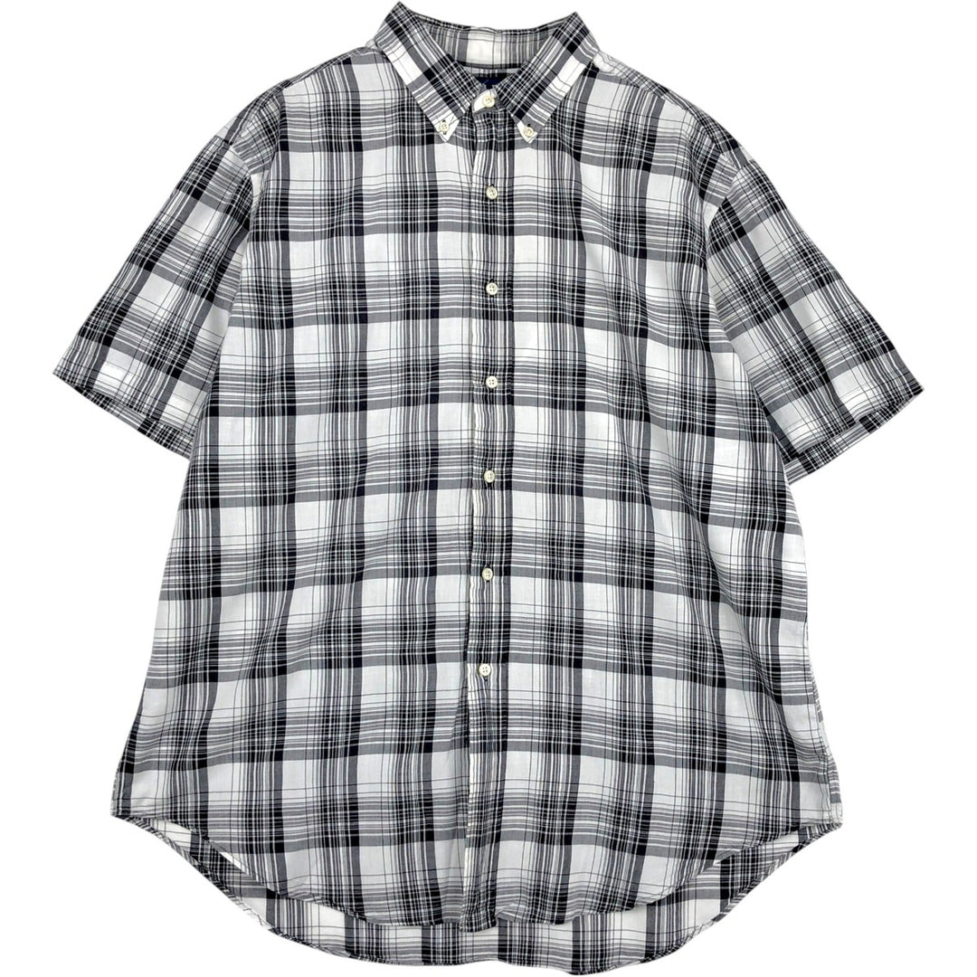 Ralph Lauren Classic Fit Short Sleeve Button Down Check Shirt Men's XL cotton black type Vintage Second Hand