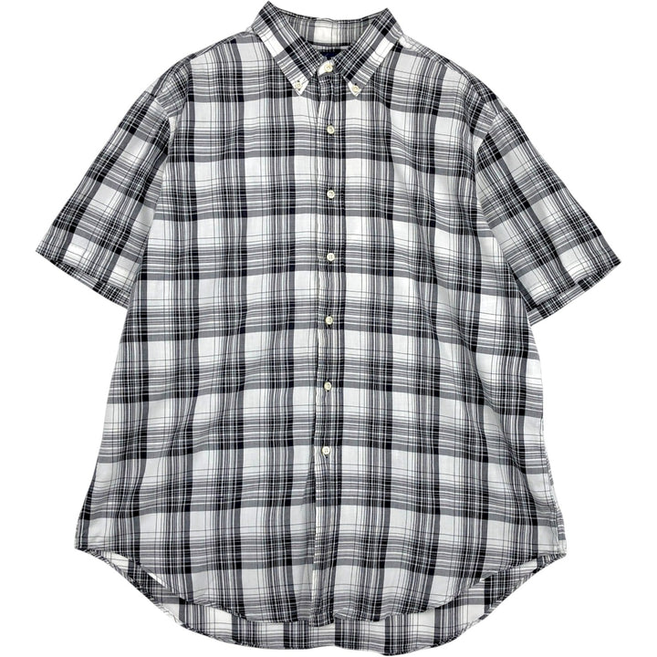 Ralph Lauren Classic Fit Short Sleeve Button Down Check Shirt Men's XL cotton black type Vintage Second Hand