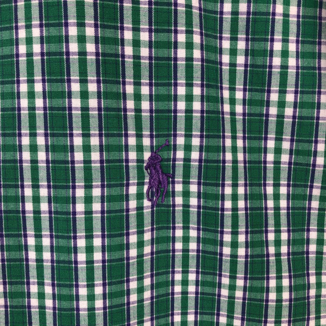 Ralph Lauren BLAKE short sleeve button down check shirt men's XL size cotton green type Vintage Second Hand